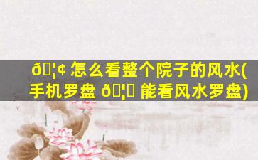 🦢 怎么看整个院子的风水(手机罗盘 🦆 能看风水罗盘)